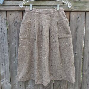 Vintage Brown Tweed Skirt Pockets 25"W Junior Bazaar Academia Autumn Winter